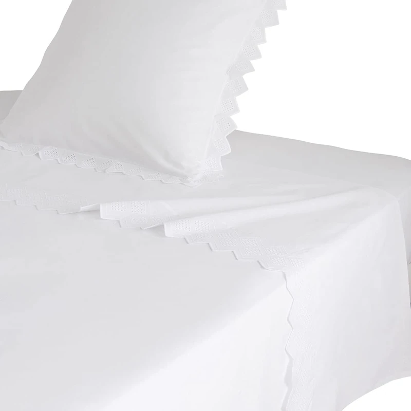 Origin Embroidered Cotton Flat Sheet, Opera, Made in France