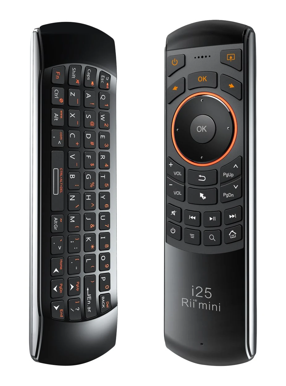 Rii Mini i25 Rechargeable 2.4GHz Remote Control with Air Fly Mouse and Wireless Keyboard for Android TV Box, PC, PS3, Laptop, HTPC, IPTV, Windows, Linux