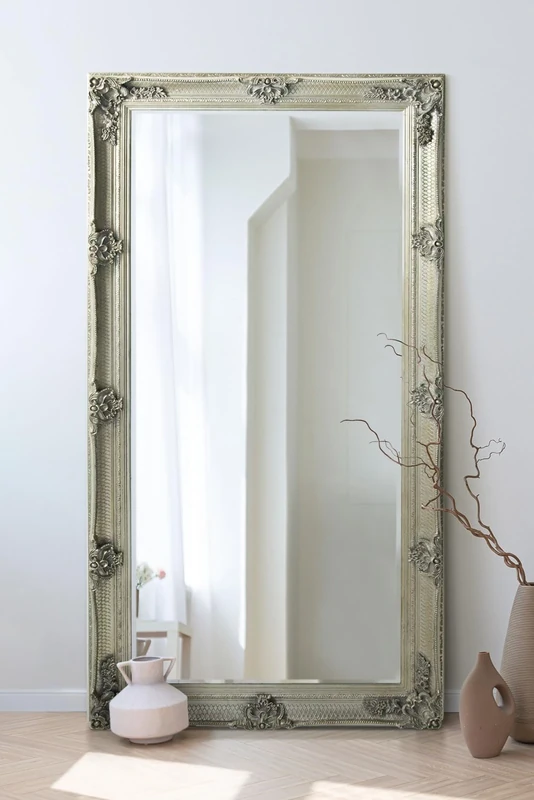 Abbey Large Full Length Shabby Chic Vintage Leaner Mirror Silver 32" X 68", 168x78