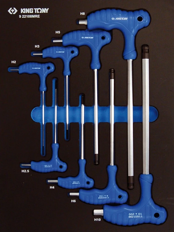KING TONY 922108MRE L Key Eva Foam and PP, 2-10 mm, Set of 8