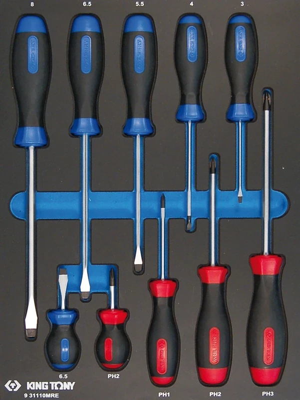 KING TONY 931110MRE Screwdriver Eva Foam and PP, Set of 10