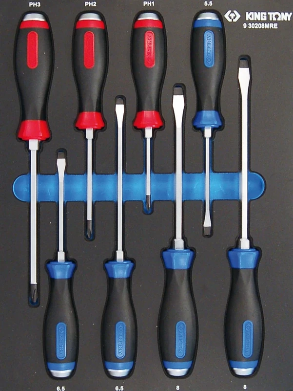 KING TONY 930208MRE Heavy Duty Screwdriver Eva Foam and PP, Set of 8