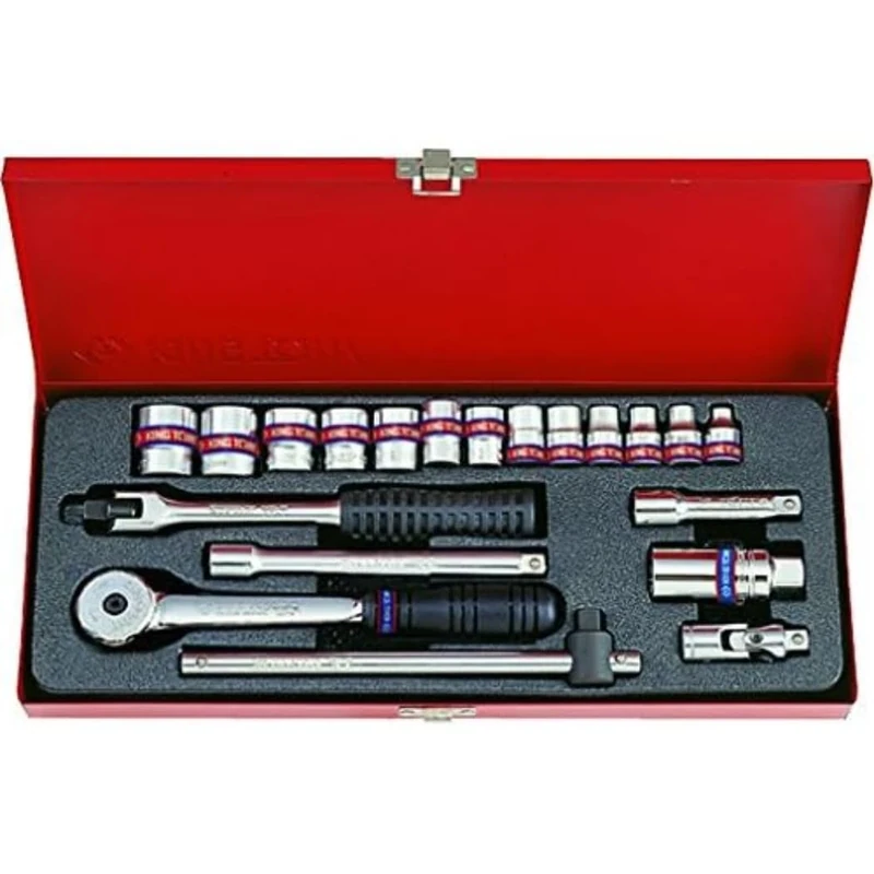 KING TONY 3020SR01 12-Points Socket Wrench, 6-22 mm, 3/8-inch, Set of 20