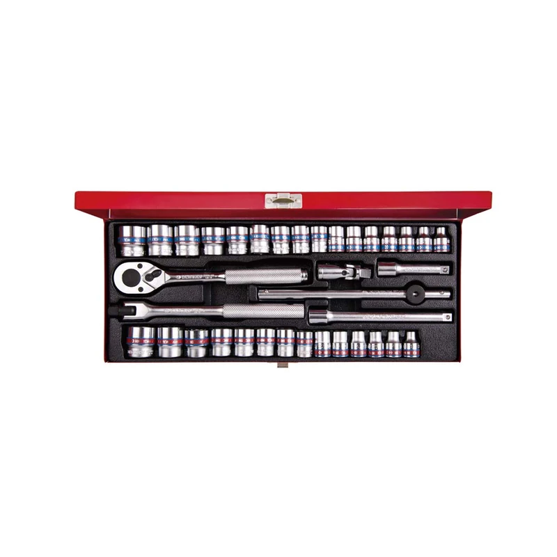 KING TONY 3036CR 12-Points Socket Wrench, 3/8-inch, Set of 36, Silber