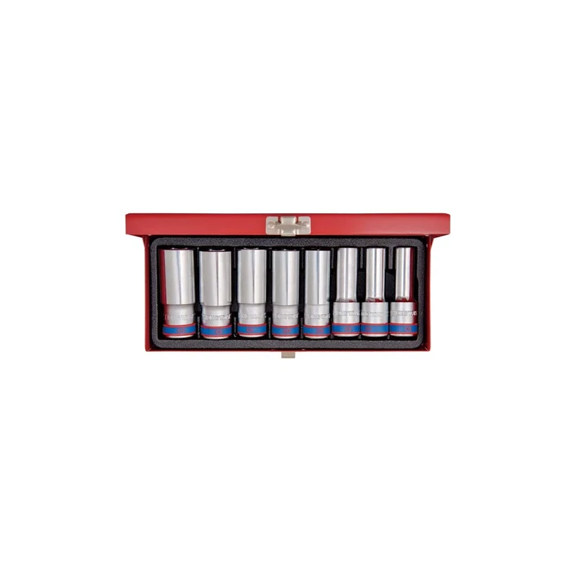 KING TONY 4308MR Deep Socket, 1/2-inch, Set of 8