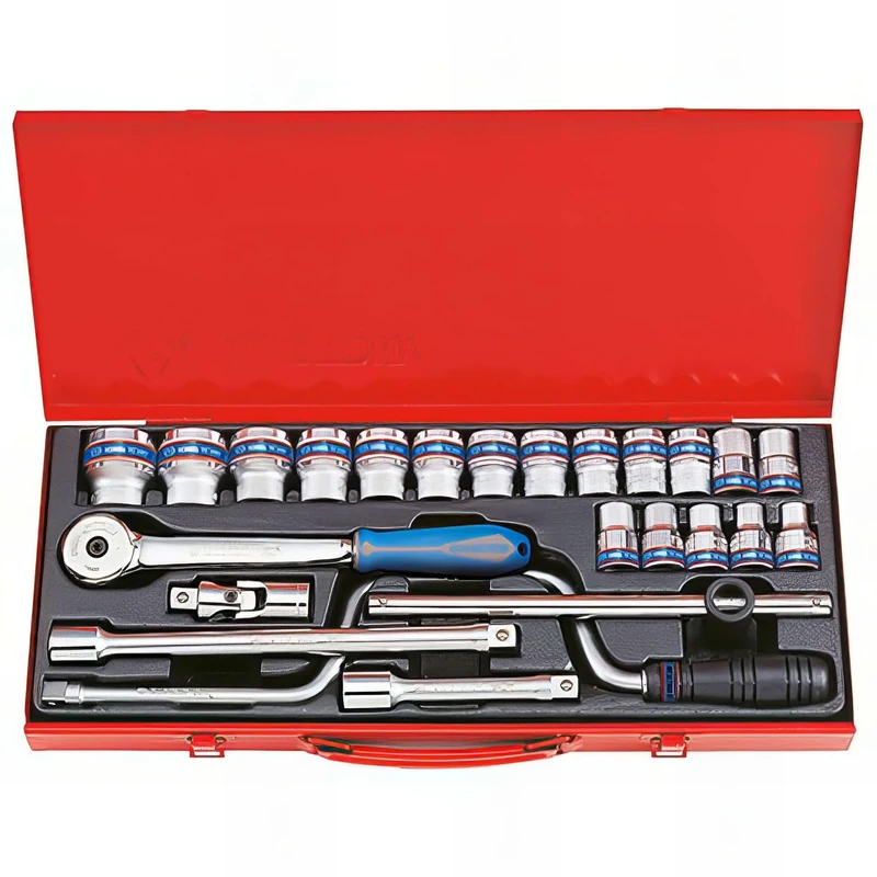 KING TONY 4325MR03 6-Points Socket, 10-32 mm, 1/2-inch, Set of 24