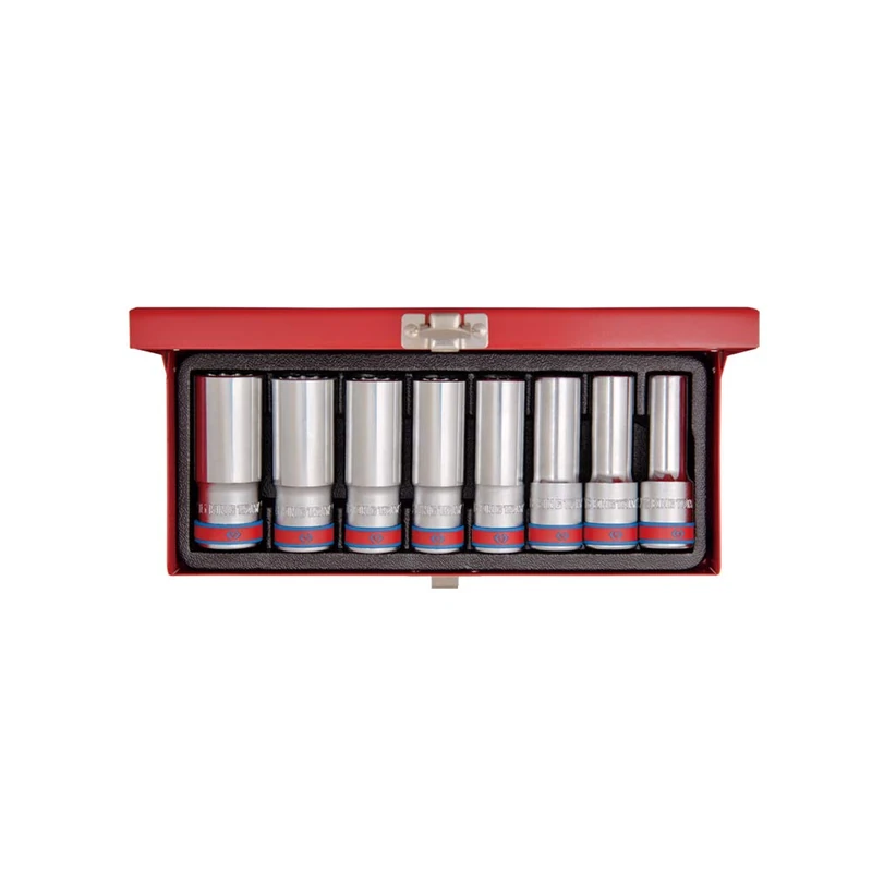 KING TONY 4208SR Deep Socket, 1/2-inch, Set of 8