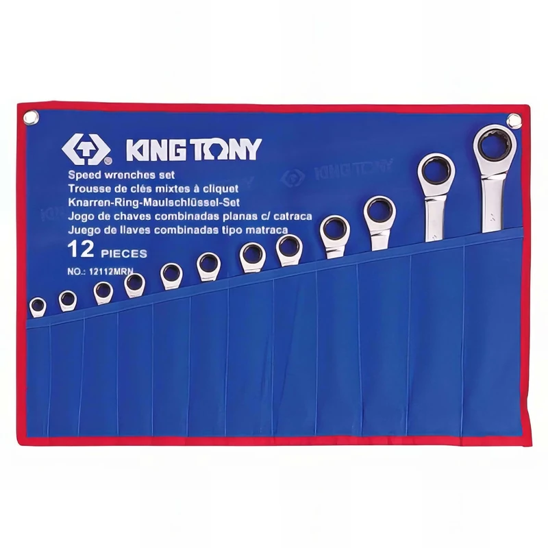 KING T. 12112MR Kit di chiavi a cricchetto miste metriche, Set di 12