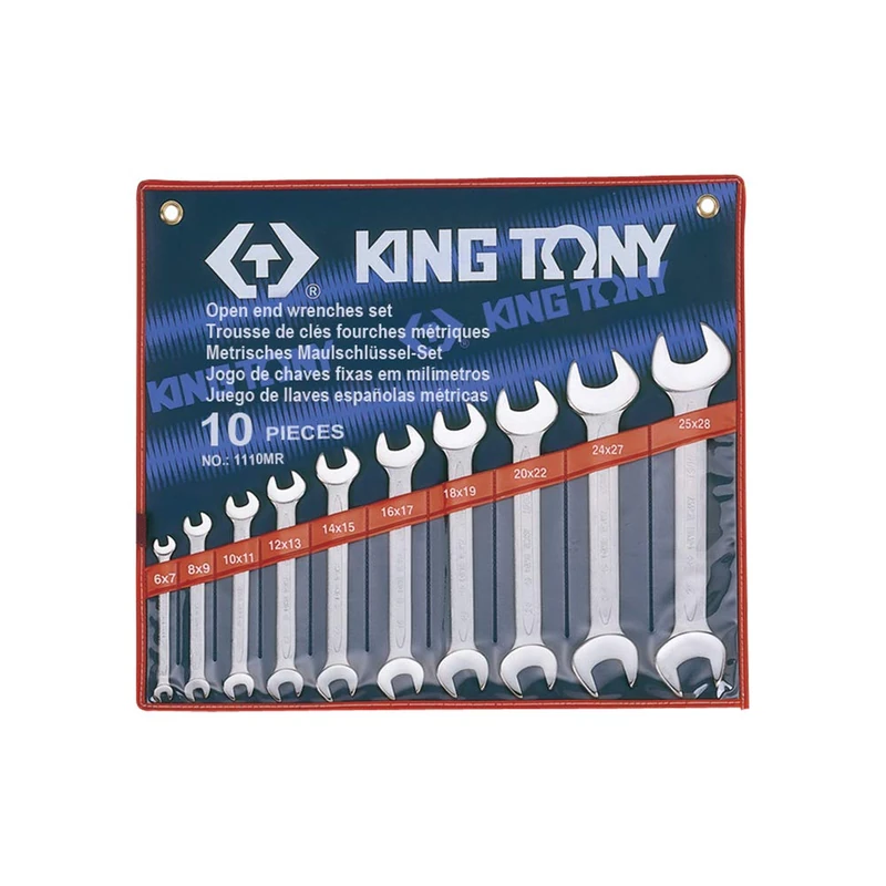 KING TONY 1110MR Open End Wrench Set, 10 Pieces
