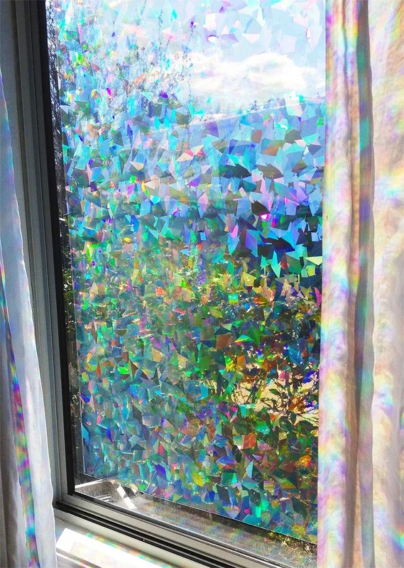 Rainbow Symphony- Rainbow Suncatcher Window Film, Crystal Patterned Window Clings, 24" X 36" Panel, Made in USA - Image 1