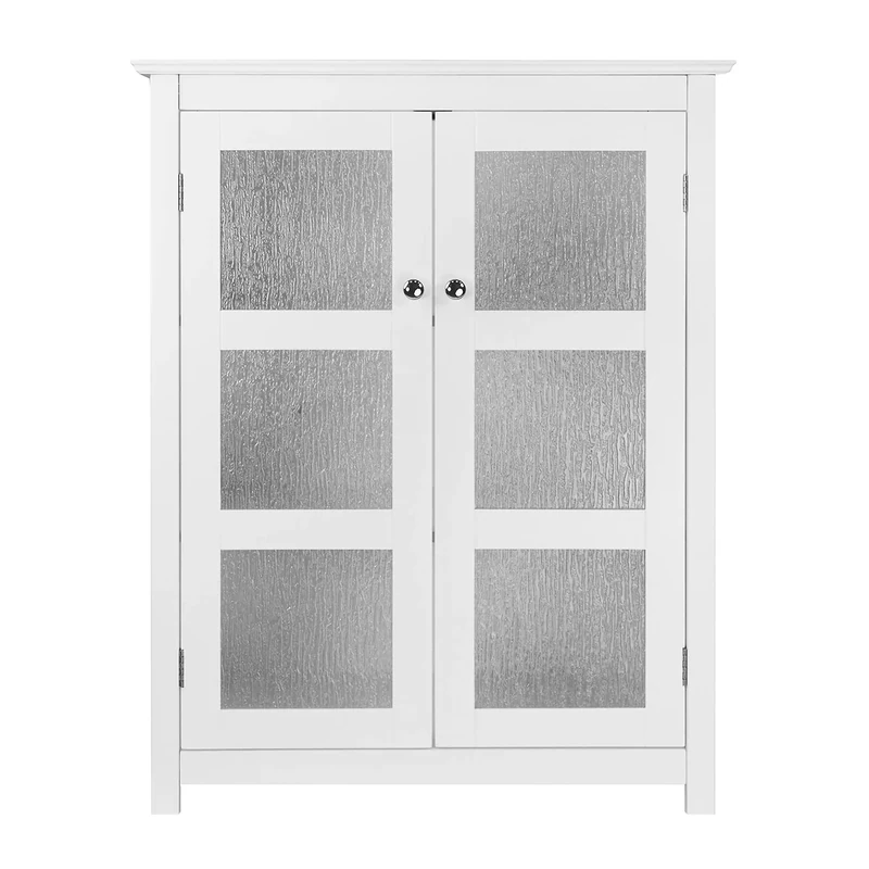 Teamson Home Connor Floor Cabinet with 2 Glass Doors White ELG-580
