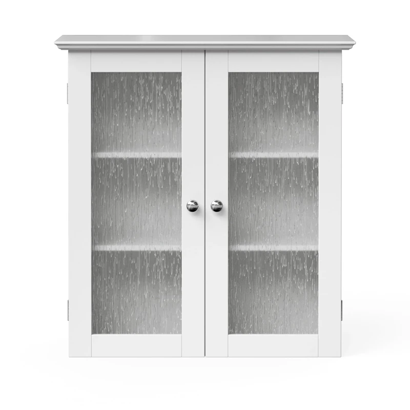 Elegant Home Fashions Bathroom Connor Wall Cabinet with 2 Glass Doors White ELG-581