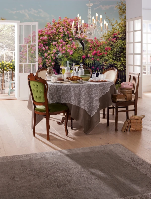 Komar 8-936 368 x 254 cm Rose Garden Flower Floral Summer Wallpaper Mural - Pink (Pack of 8)