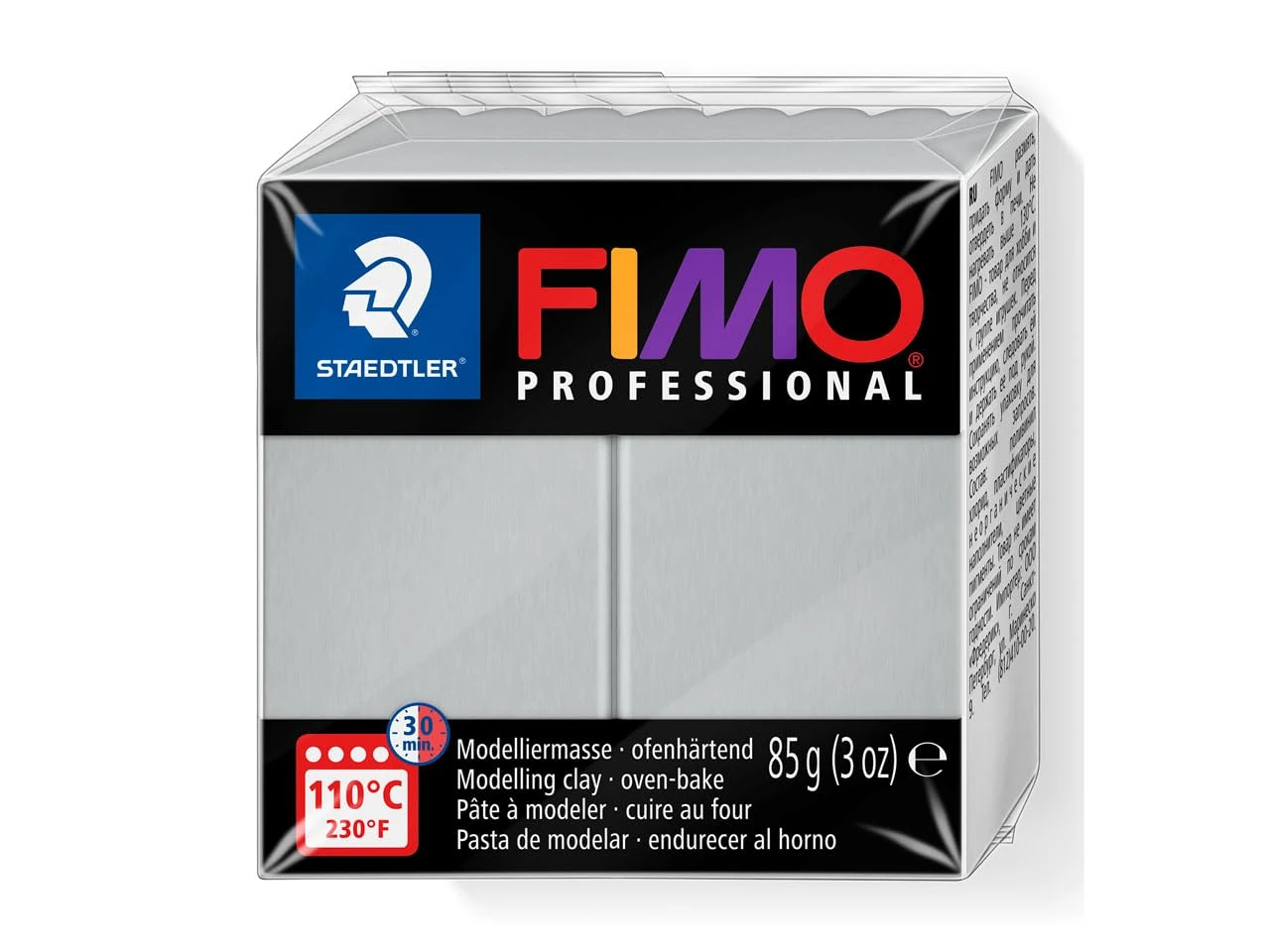 STAEDTLER 8004-80 FIMO Professional Oven-Hardening Polymer Modelling Clay, 85g - Dolphin Grey (Single Block)