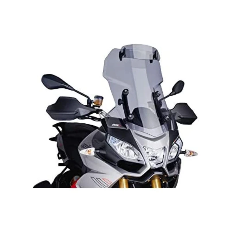 Puig 6502H Touring windscreen with visor, tall and aerodynamic, made of high-impact acrylic with an adjustable visor that improves protection and comfort while riding, Smoked