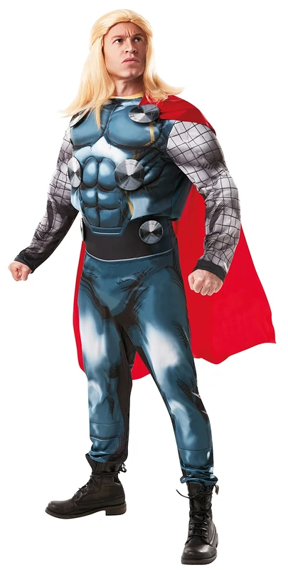 Rubies Official Adult's Marvel Thor Deluxe Costume Costume - Standard, Blue Halloween, World Book Day