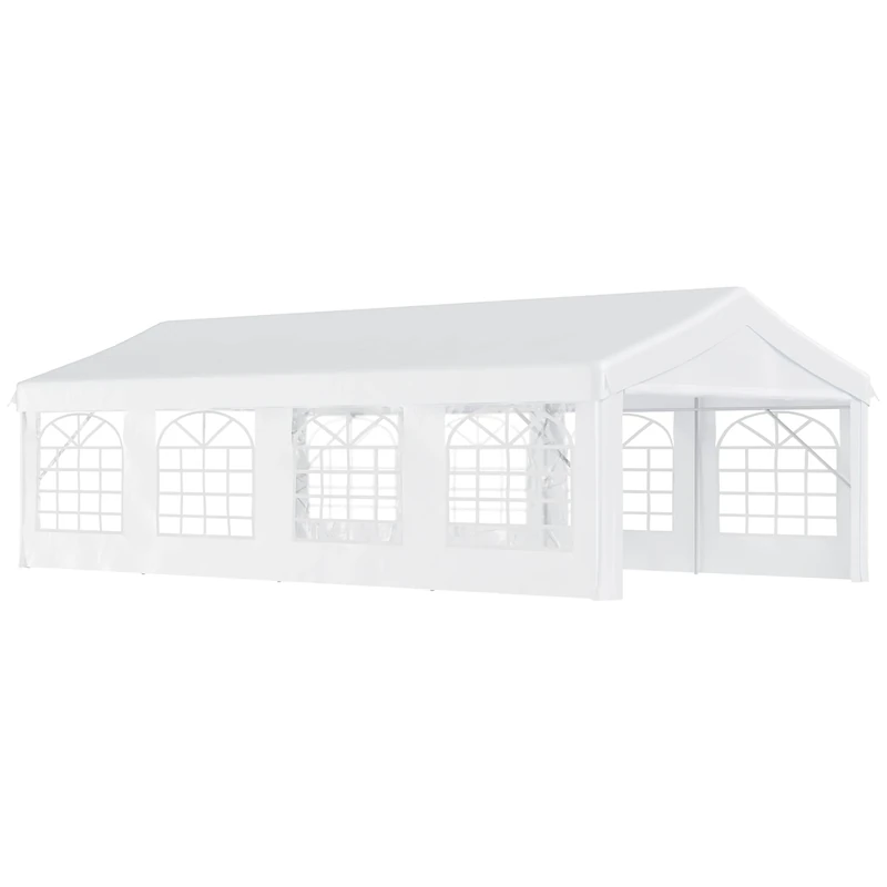 Outsunny 8m x 4m Garden Gazebo Marquee Party Tent Wedding Portable Garage Carport Event shelter Car Canopy Outdoor Heavy Duty Steel Frame Waterproof Rot Resistant