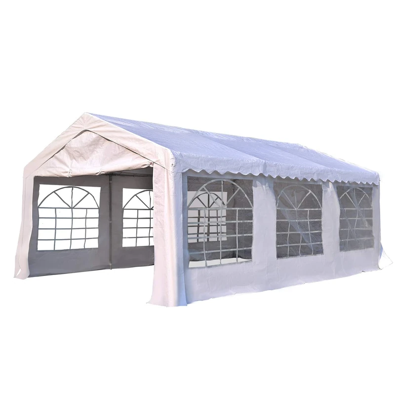 Outsunny Garden Gazebo Marquee Party Tent Wedding Portable Garage Carport shelter Car Canopy Outdoor Heavy Duty Steel Frame Waterproof Rot Resistant (6m x 4 m)