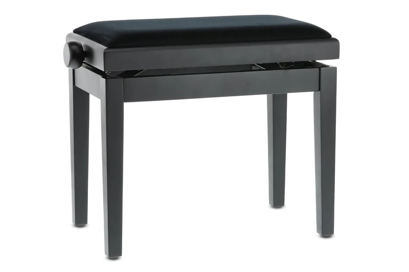 GEWA Piano Bench Deluxe, Solid Wood, Height Adjustable, Matte Black