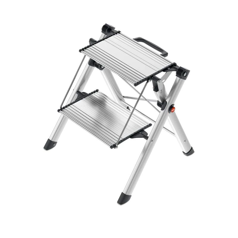 Hailo 4310-100 Aluminium Mini Comfort Folding Steps-2 Large Aluminium Treads - Image 1