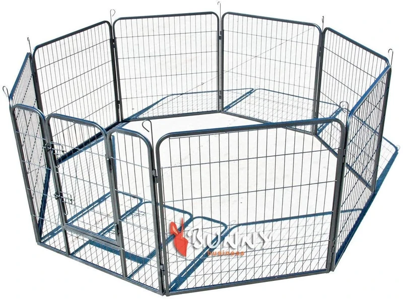 BUNNY BUSINESS Heavy Duty Puppy Play Pen/ Rabbit Enclosure 8 Panels, Large, Gunmetal Grey