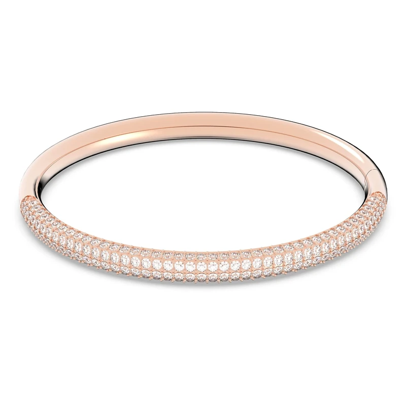 Swarovski Stone bangle, White, Rose gold-tone plated
