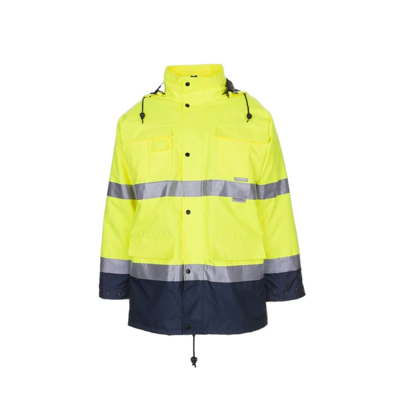 Planam 2057072 Size 5X-Large "High Visible" Parka - Yellow/Marine Blue