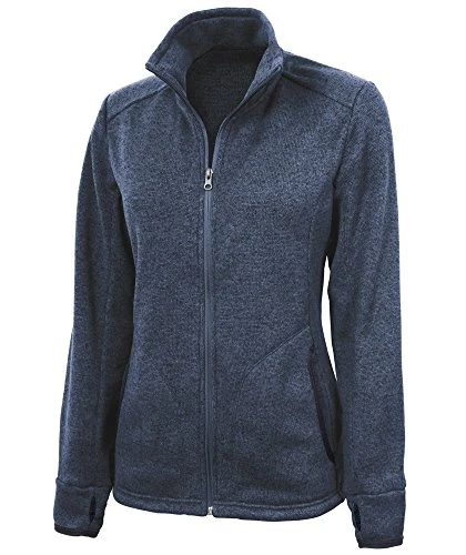 Charles River Apparel Women's Heathered Fleece Jacket, Blue Heather, Medium