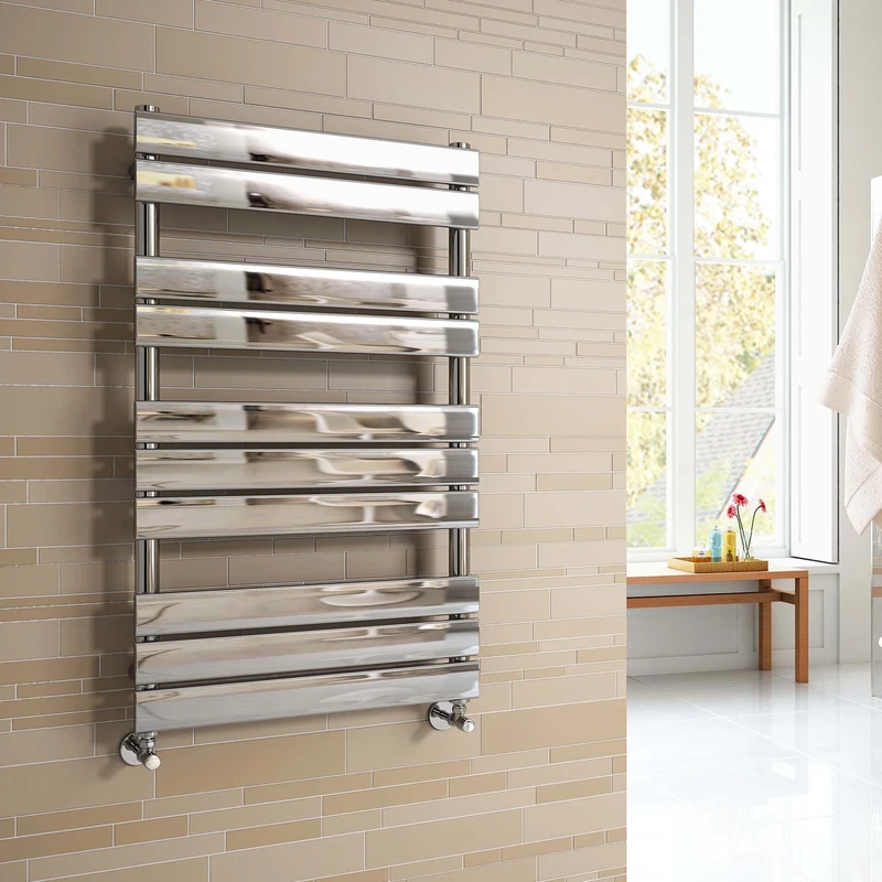 iBathUK | 1000 x 600 mm Chrome Designer Flat Panel Heated Towel Rail Radiator