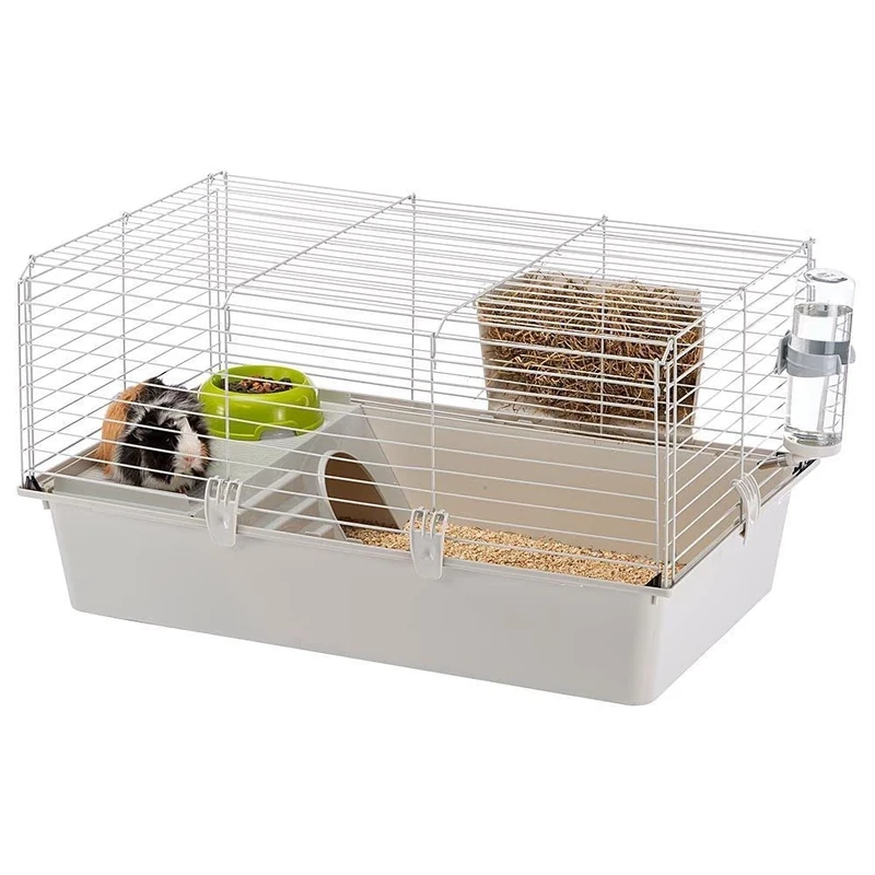 FERPLAST Rodent Cage CAVIE 80 for Guinea Pigs, Guinea Pigs, in Metal, Accessories included: Manger, Drinking bottle, Bowl, House. 77x48xh42cm