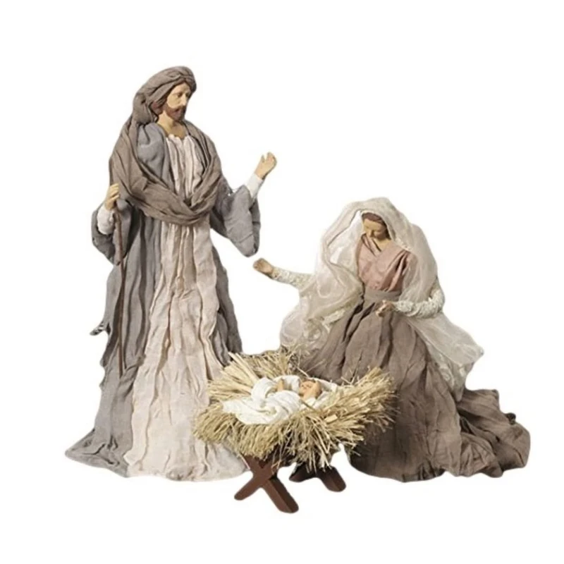 RAZ Imports Holy Family Nativity Set of 3 Champagne Frost 3140230