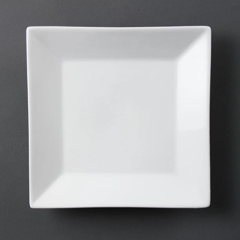 Olympia White Ware Square Service Plates Wide Rim 250mm Porcelain 6pc