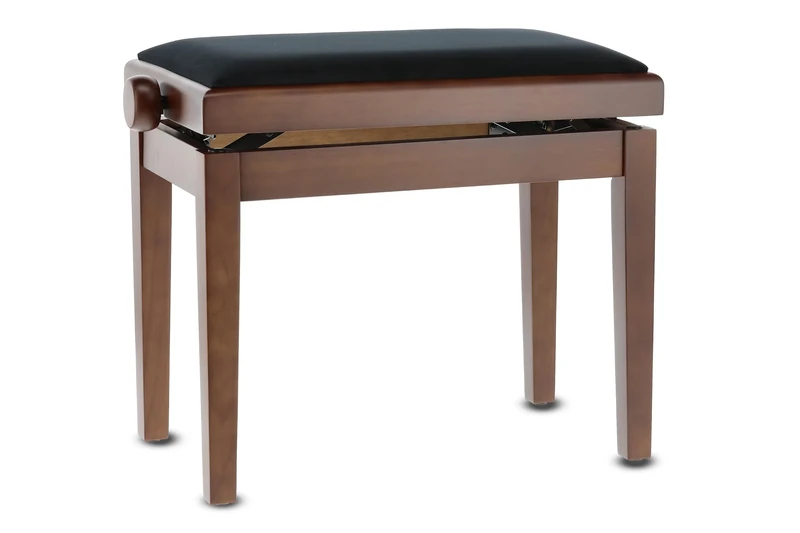 GEWA Piano Bench Deluxe, Solid Wood, Height Adjustable, Matte Walnut