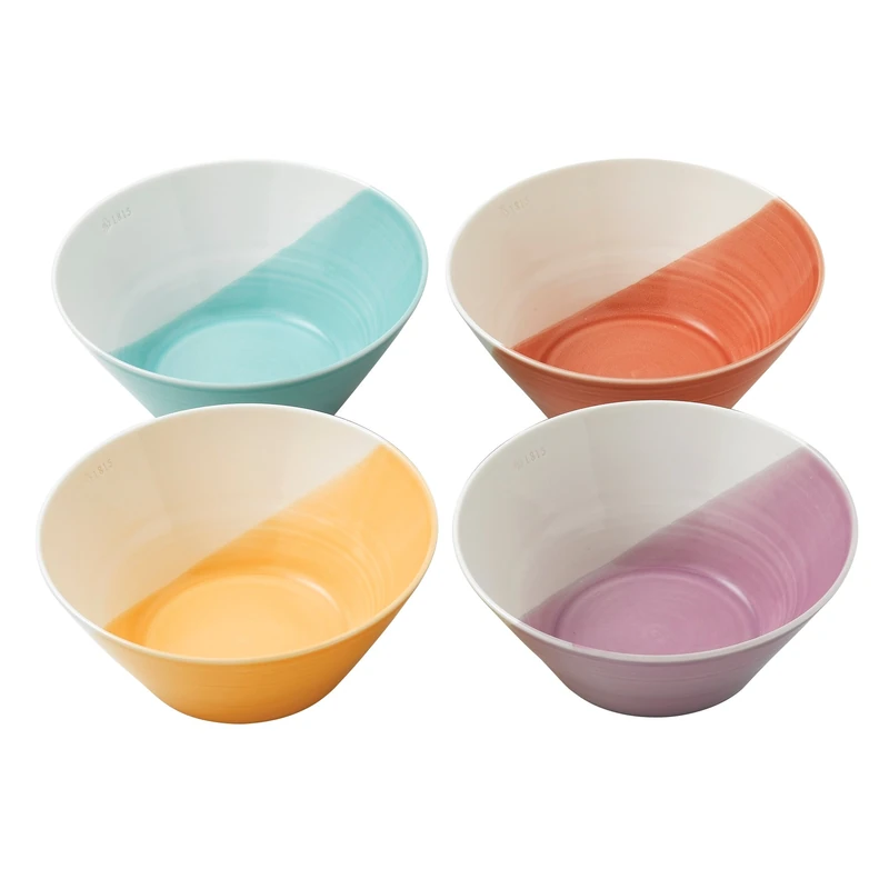 Royal Doulton Noodle Bowls, Hard Wearing Porcelain, 1815 Bright, 21cm/8in, Multi Colours, Set of 4 - Image 1