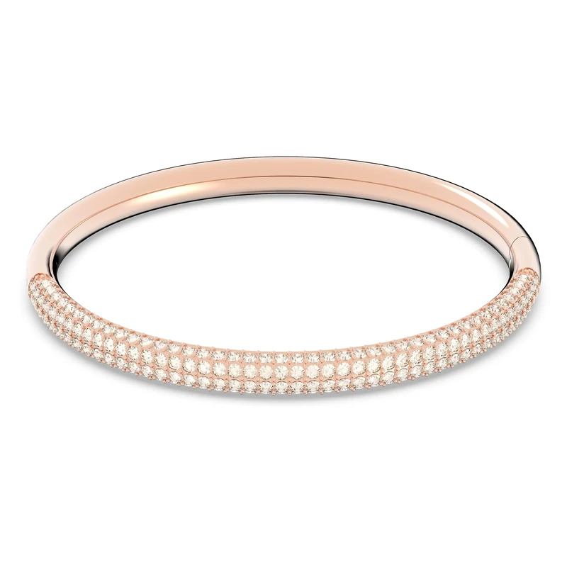 Swarovski womens Swarovski Stone bangle, White, Rose gold-tone plated, Stone Bracelet, Crystals,Rose gold-tone PVD / White, Medium