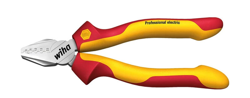 Wiha "Professional Electric" Crimping Plier, Red/Yellow, 180 mm