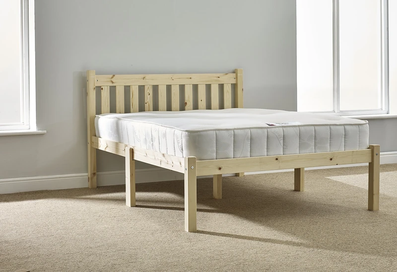 STRICTLY BEDS&BUNKS Amelia Pine Bed Frame including Sprung Mattress (20cm), 4ft Double