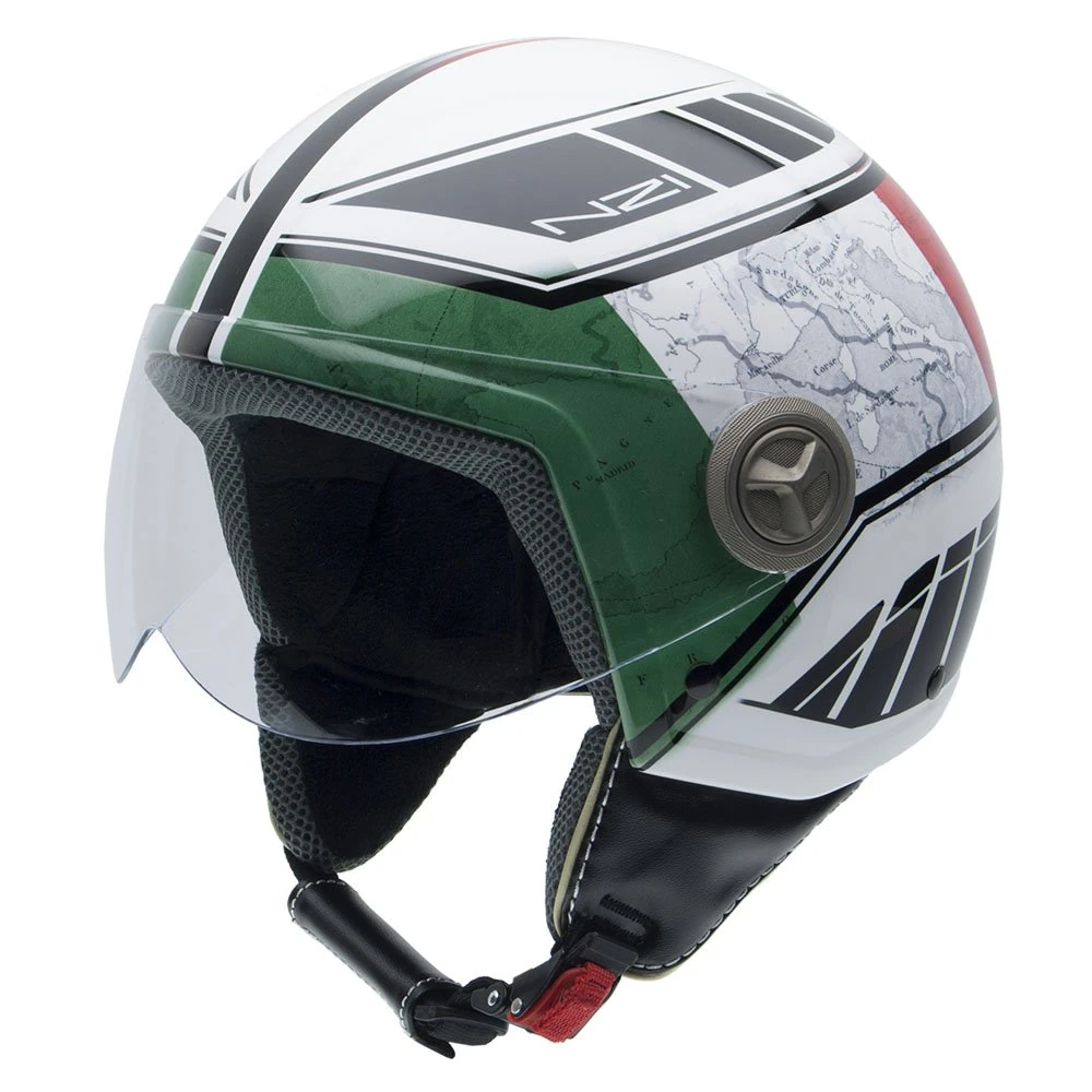 NZI 050004G622 Vintage II Forza Open Face Motorcycle Helmet, Italian Flag Detail, XS