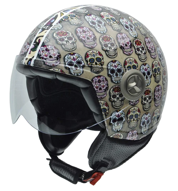NZI 050004G582 Vintage II Mexican Skulls Open Face Motorcycle Helmet, M