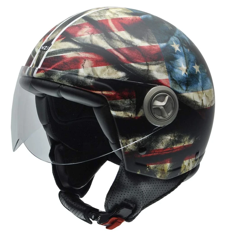 NZI 490004G601 3D Vintage II Peace Open Face Motorcycle Helmet, American Flag, S