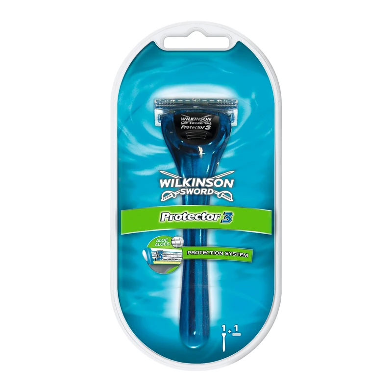 WILKINSON SWORD - Protector 3 For Men | Smooth Shave | Razor Handle + 1 Blade Refill