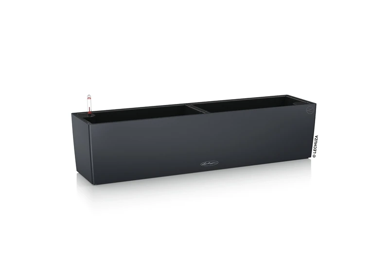 Lechuza BALCONERA Color 80 Self Watering Planter Plastic Indoor/Outdoor Flower Plant Pot Table and Window Box with Drainage Hole H19 L80 W19 cm Slate