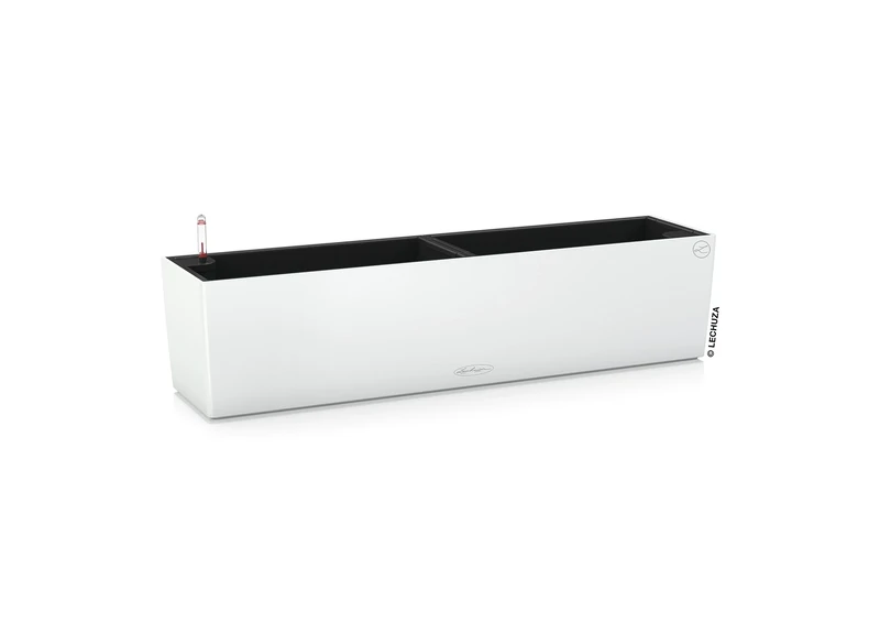 Lechuza BALCONERA Color 80 Self Watering Planter Plastic Indoor/Outdoor Flower Plant Pot Table and Window Box with Drainage Hole H19 L80 W19 cm White