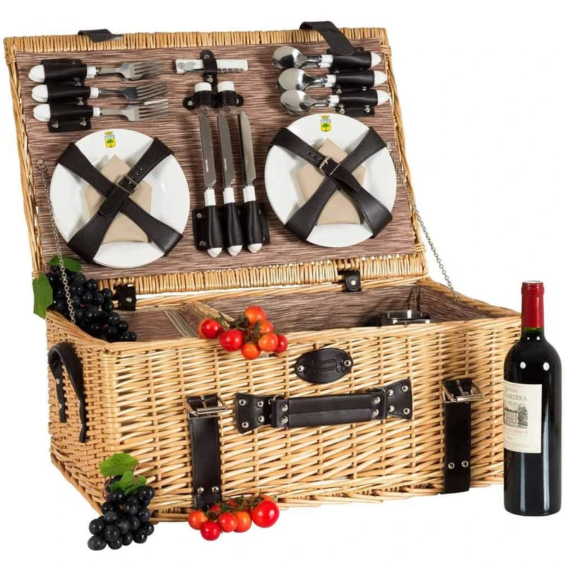 Les Jardins de la Comtesse - Picnic Basket for 6 people "Louvre", complete with insulated compartment, size : 60 x 40 x 26 cm