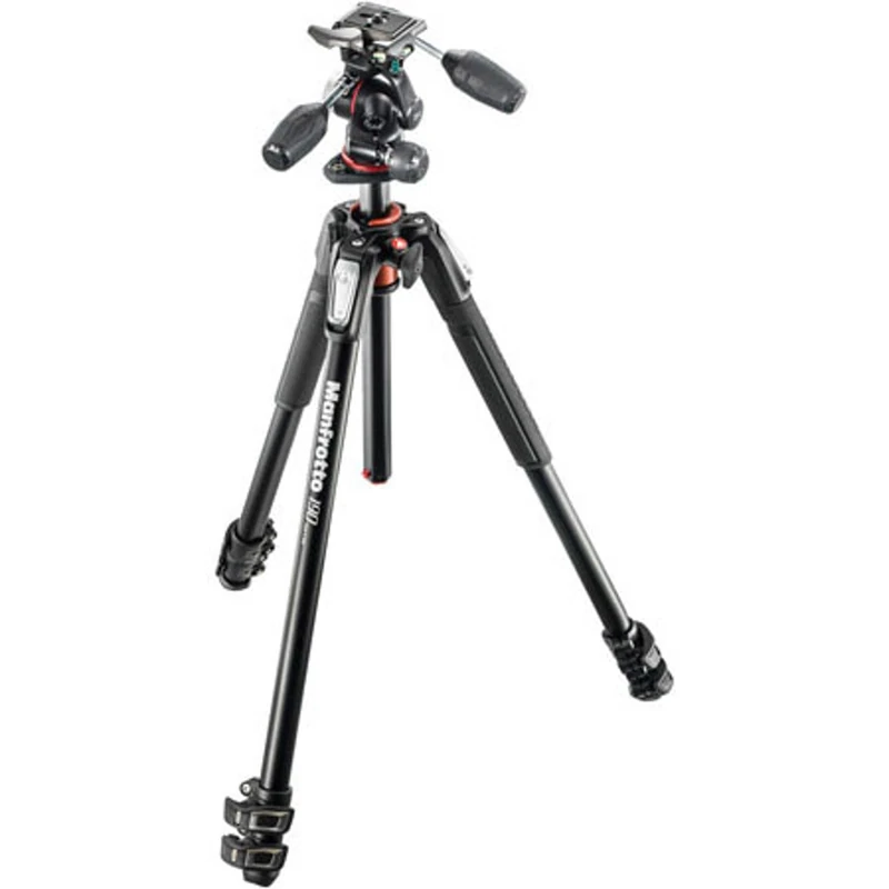 Manfrotto 190XPRO Aluminum 3-Section Tripod Kit with 3-Way Head (MK190XPRO3-3W)