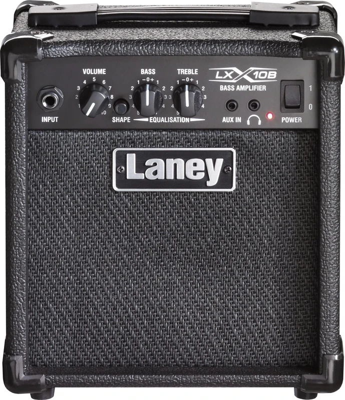 Laney LX10B Bass Guitar Amp -10W Bass Amp, 2 EQ combo portable practise guitar amplifier perfect for beginners. Headphone out for silent practise and Aux in to jam along - Black