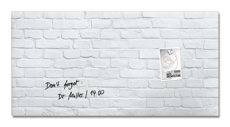 SIGEL GL144 Premium Glass magnetic Board, glossy surface, 91 x 46 cm, easy mounting, super White - Artverum