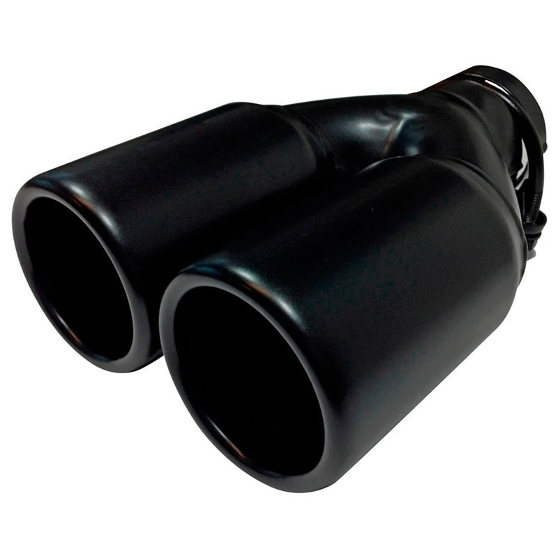 AutoStyle Exhaust finisher Steel/Black - 2x round 76mm - length 220mm - 45-60mm connection