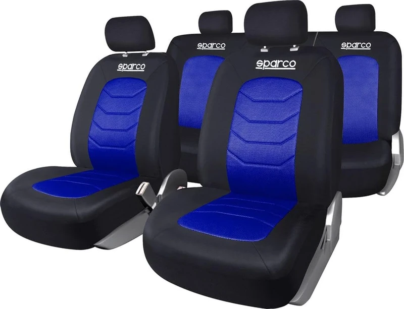 Sparco SPC1019AZ Seat Cover Set, Black/ Blue