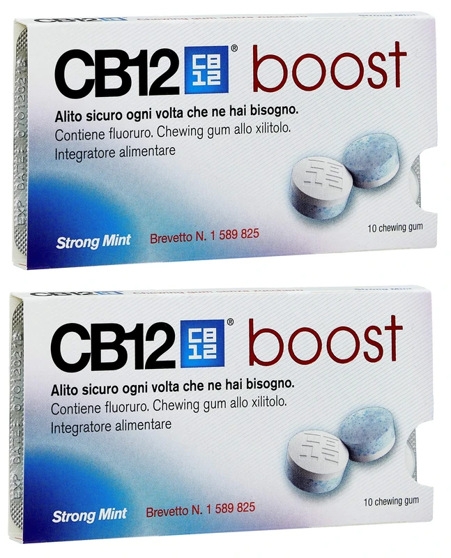 CB12 Boost Chewing Gum Strong Mint, 10's (Pack Of 2)